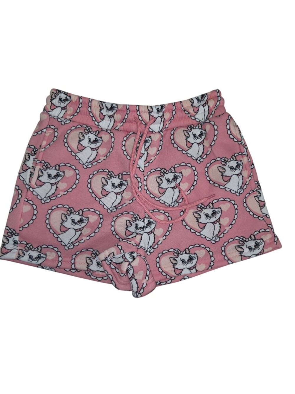 Disney Aristocats Marie S Pink Fleece Shorts With Heart Print Drawstring 4403